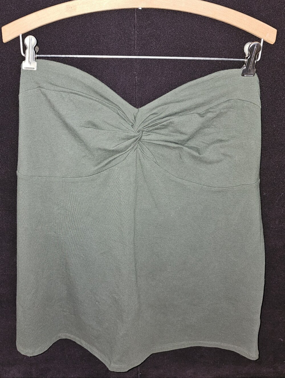 Torrid Sz 2 Strapless Twist-Front Olive Cotton Tube Top